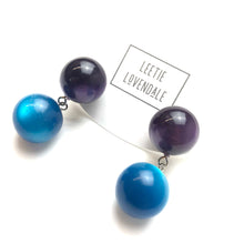 Load image into Gallery viewer, Deep Purple and Capri Blue Moonglow Lollipop Drop Earrings