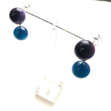 Load image into Gallery viewer, Deep Purple and Capri Blue Moonglow Lollipop Drop Earrings