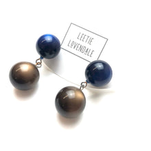 Load image into Gallery viewer, Navy and Chocolate Moonglow Lollipop Drop Earrings