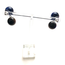 Load image into Gallery viewer, Navy and Chocolate Moonglow Lollipop Drop Earrings