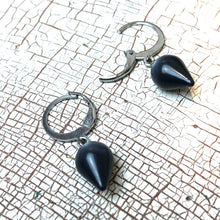 Load image into Gallery viewer, Charcoal Moonglow Mini Spike Cuff Hoops