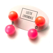 Load image into Gallery viewer, Neon Melon and Pink Moonglow Lollipop Drop Earrings