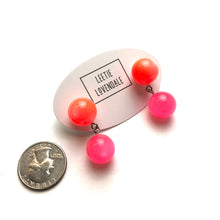 Load image into Gallery viewer, Neon Melon and Pink Moonglow Lollipop Drop Earrings