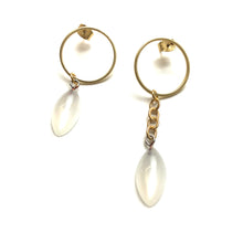 Load image into Gallery viewer, Gold Angel Wing Asymmetrical Earrings