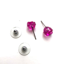 Load image into Gallery viewer, Hot Pink Carved Lucite Rose Stud Earrings
