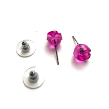 Load image into Gallery viewer, Hot Pink Carved Lucite Rose Stud Earrings