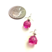 Load image into Gallery viewer, Hot Pink Carved Lucite Rose Stud Earrings