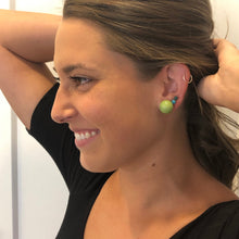 Load image into Gallery viewer, Dark Aqua Moonglow Jumbo Ball Stud Earrings