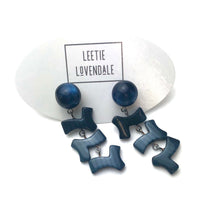 Load image into Gallery viewer, Midnight Blue &amp; Slate Moonglow Zag Statement Earrings *