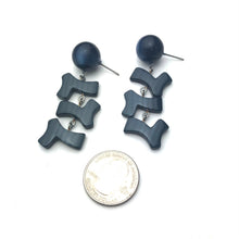 Load image into Gallery viewer, Midnight Blue &amp; Slate Moonglow Zag Statement Earrings *