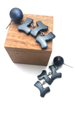 Load image into Gallery viewer, Midnight Blue &amp; Slate Moonglow Zag Statement Earrings *