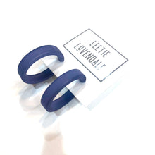 Load image into Gallery viewer, Denim Blue Small Classic Hoops