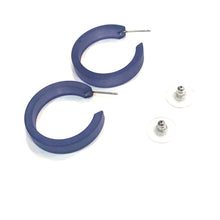Load image into Gallery viewer, Denim Blue Small Classic Hoops