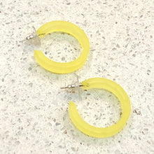Load image into Gallery viewer, Lemon Yellow Small Classic Hoops