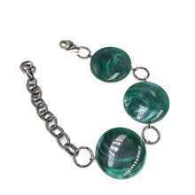 Load image into Gallery viewer, Emerald Marbled Disc Stations Bracelet