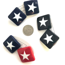 Load image into Gallery viewer, Red &amp; White Square Star Stud Earrings