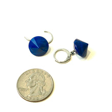 Load image into Gallery viewer, Cobalt Faceted Gem Drop Cuff Hoops