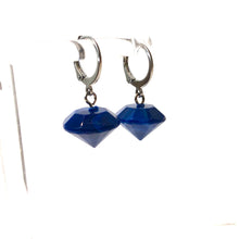 Load image into Gallery viewer, Cobalt Faceted Gem Drop Cuff Hoops