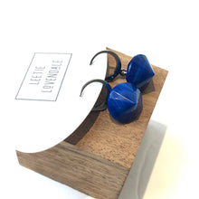 Load image into Gallery viewer, Cobalt Faceted Gem Drop Cuff Hoops