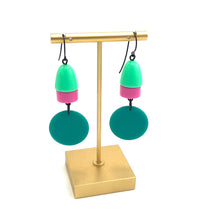Load image into Gallery viewer, Mint Pink Beacon Drop Earrings