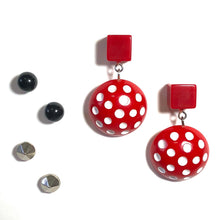 Load image into Gallery viewer, Red Black and White Retro Stud Earrings | Pin Up Girl Emergency Earring Kit