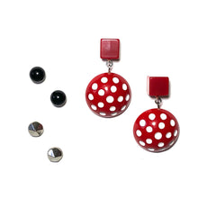 Load image into Gallery viewer, Red Black and White Retro Stud Earrings | Pin Up Girl Emergency Earring Kit