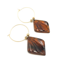 Load image into Gallery viewer, Tortoise Palm Leaf Wire Hoop Earrings *