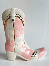 Load image into Gallery viewer, Monogrammed Cow Print Cowboy Boot Vase