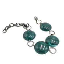 Load image into Gallery viewer, Emerald Marbled Domed Stations Bracelet