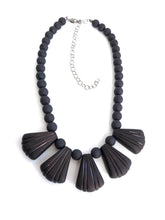 Load image into Gallery viewer, Black Art Deco Frosted Lucite Collar Necklace