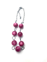 Load image into Gallery viewer, Deep Cranberry Fuchsia Stations Necklace