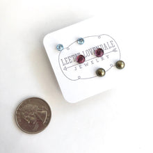 Load image into Gallery viewer, Tiny Bling &amp; Pearls Studs Set | Green Pearl Amethyst &amp; Ice Blue