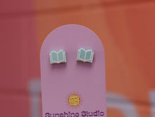 Load image into Gallery viewer, Open Book Tiny Stud Earrings