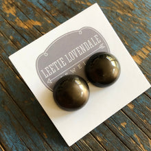 Load image into Gallery viewer, Dark Brown Moonglow Retro Button Stud Earrings