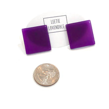 Load image into Gallery viewer, Purple Large Square Stud Earrings