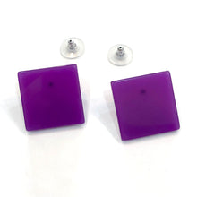 Load image into Gallery viewer, Purple Large Square Stud Earrings