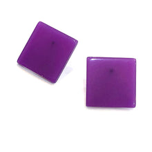 Load image into Gallery viewer, Purple Large Square Stud Earrings
