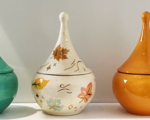 Load image into Gallery viewer, Wind &amp; Leaves Speckled Teardrop Jar with 22k Gold Accents