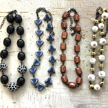 Load image into Gallery viewer, White &amp; Gold Metal Star Studded Amelia Necklace