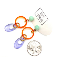 Load image into Gallery viewer, Orange Mint &amp; Periwinkle Glitter Addie Earrings
