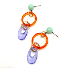 Load image into Gallery viewer, Orange Mint &amp; Periwinkle Glitter Addie Earrings