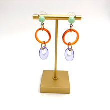 Load image into Gallery viewer, Orange Mint &amp; Periwinkle Glitter Addie Earrings