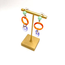 Load image into Gallery viewer, Orange Mint &amp; Periwinkle Glitter Addie Earrings