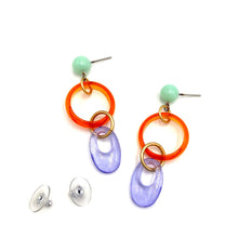 Load image into Gallery viewer, Orange Mint &amp; Periwinkle Glitter Addie Earrings