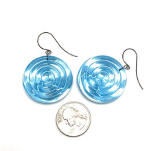 Load image into Gallery viewer, Ice Blue &amp; Glow Spiral Drop Earrings