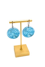 Load image into Gallery viewer, Ice Blue &amp; Glow Spiral Drop Earrings