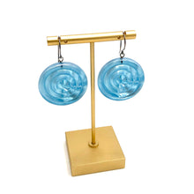 Load image into Gallery viewer, Ice Blue &amp; Glow Spiral Drop Earrings
