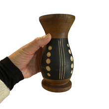 Load image into Gallery viewer, Handcrafted Mango Wood Vase dots style