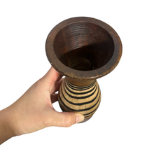 Load image into Gallery viewer, Tall Handcrafted Mango Wood Vase Tribal Pattern