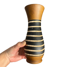Load image into Gallery viewer, Tall Handcrafted Mango Wood Vase Bee Pattern